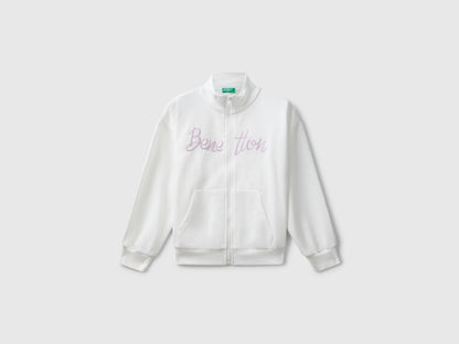 Benetton_White_Zip-Up Sweatshirt with Print_3J68C505D_074_01