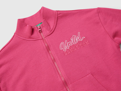 Benetton_Pink_Zip-Up Sweatshirt with Print_3J68C505D_1A2_03