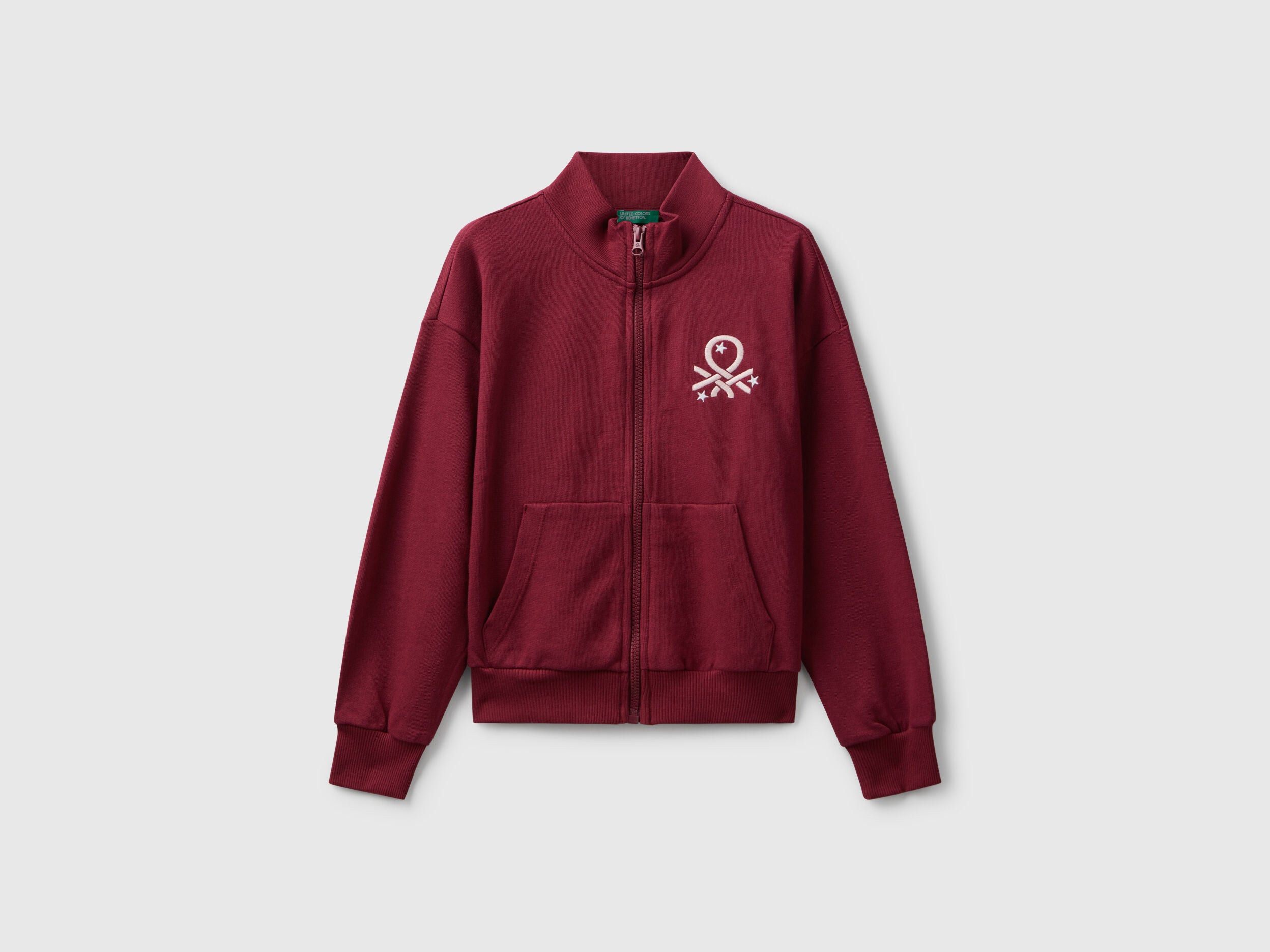 Benetton_Red_Zip-Up Sweatshirt with Print_3J68C505D_236_01