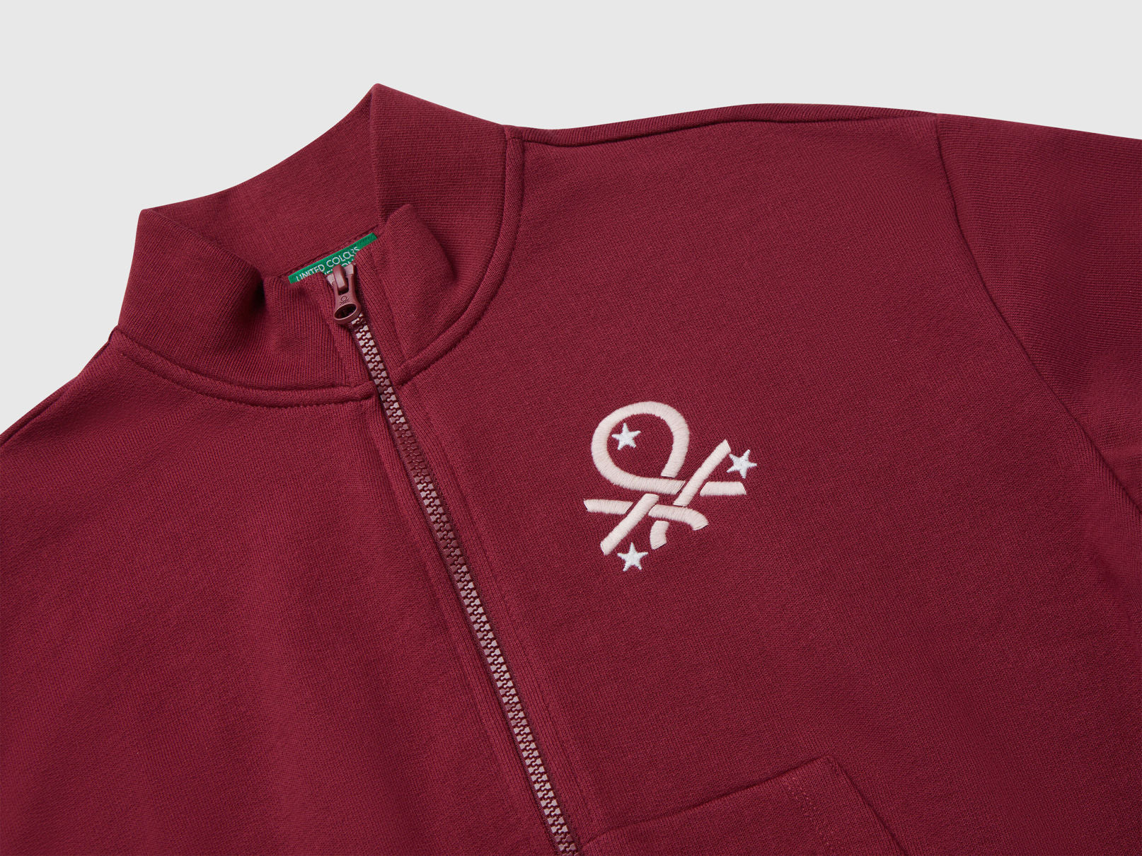Benetton_Red_Zip-Up Sweatshirt with Print_3J68C505D_236_03