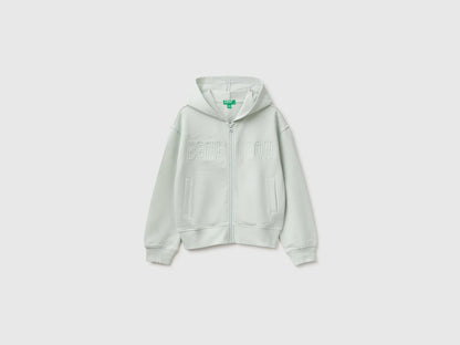 Benetton Light Green Girls Hoodie with Embroidery SKU: 3J68C506D_00M Image 01