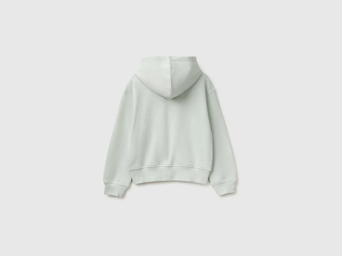 Benetton Light Green Girls Hoodie with Embroidery SKU: 3J68C506D_00M Image 02