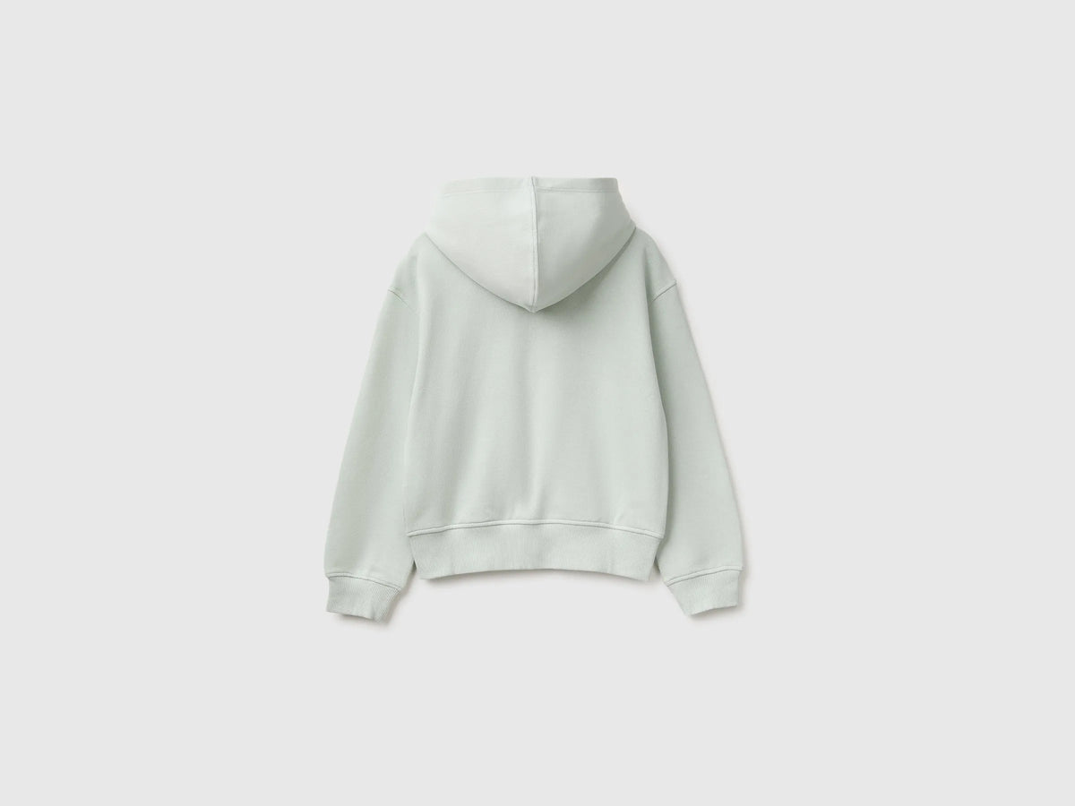 Benetton Light Green Girls Hoodie with Embroidery SKU: 3J68C506D_00M Image 02