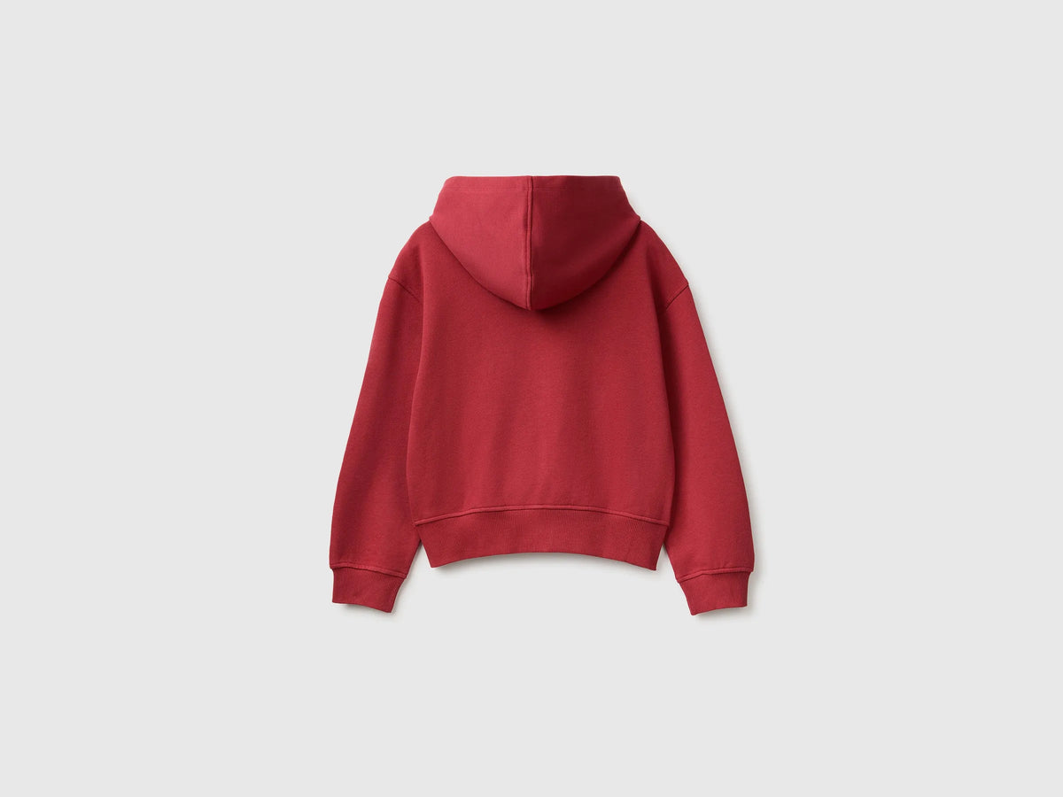 Benetton Red Girls Hoodie with Embroidery SKU: 3J68C506D_251 Image 02