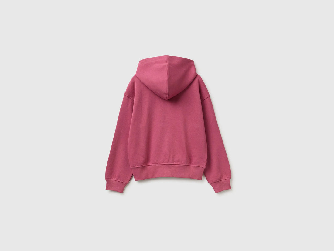 Benetton Fuchsia Girls Hoodie with Embroidery SKU: 3J68C506D_2J4 Image 02