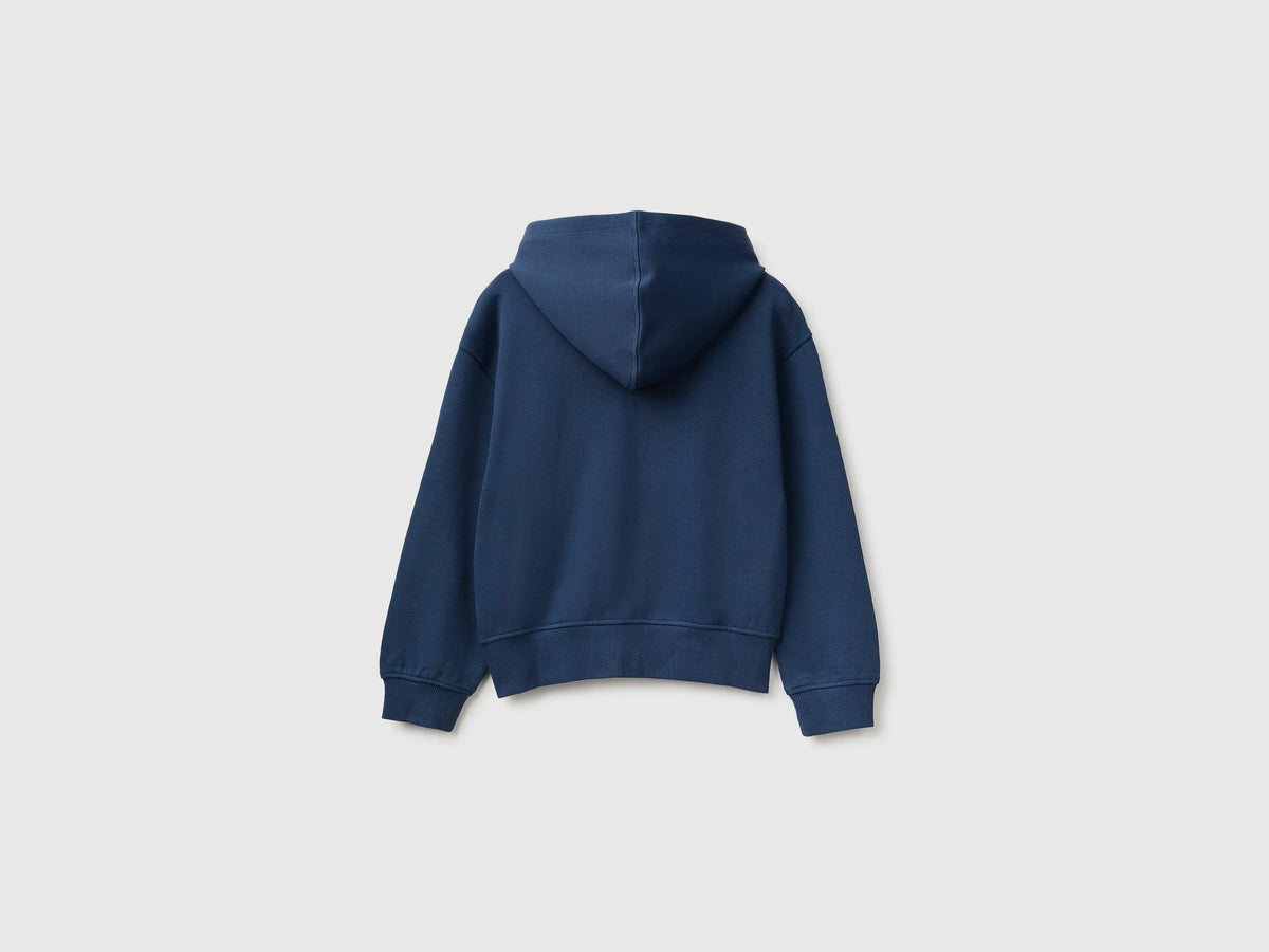 Benetton Blue Girls Hoodie with Embroidery SKU: 3J68C506D_355 Image 02