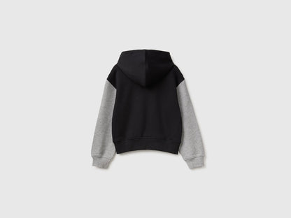 Benetton Black Girls Hoodie with Embroidery SKU: 3J68C506D_902 Image 02