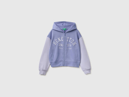 Benetton Violet Girls Hoodie with Embroidery SKU: 3J68C506D_903 Image 01