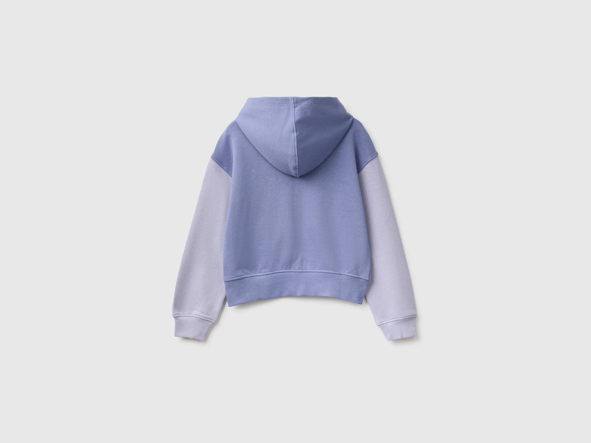 Benetton Violet Girls Hoodie with Embroidery SKU: 3J68C506D_903 Image 02