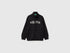 Benetton Black Boys 100% Cotton Zip-Up Sweatshirt SKU: 3J68C506E_100 Image 01