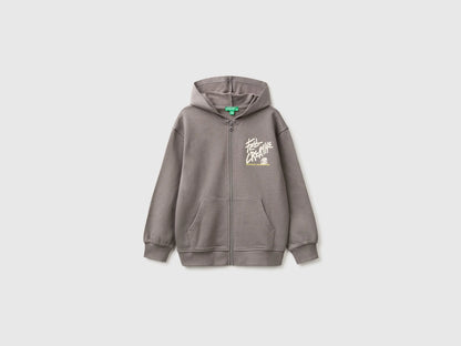 Benetton Gray Boys Hoodie with Prints SKU: 3J68C506F_39R Image 02