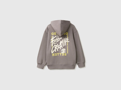Benetton Gray Boys Hoodie with Prints SKU: 3J68C506F_39R Image 03