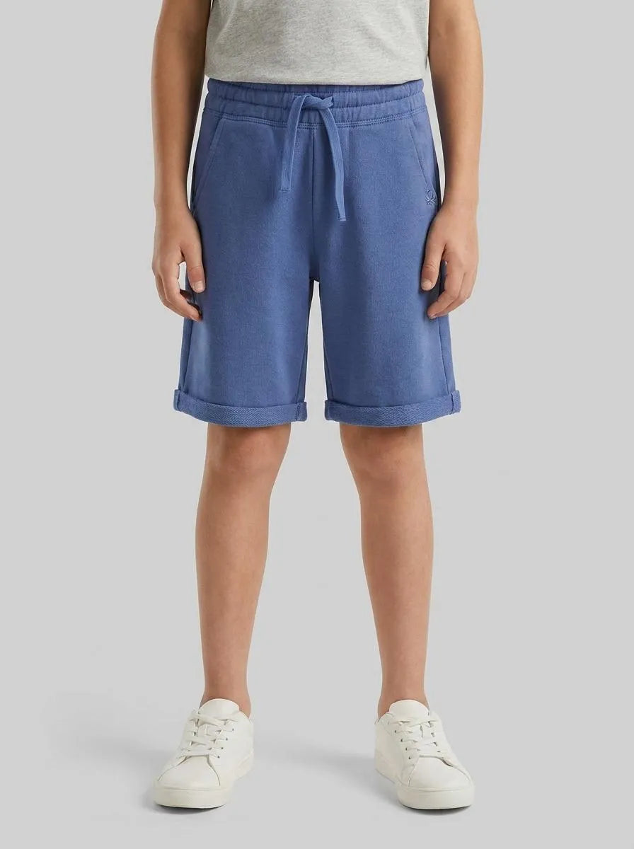 Benetton Light Blue Boys Bermuda Shorts in Pure Cotton Fleece SKU: 3J68C901G_05N Image 00