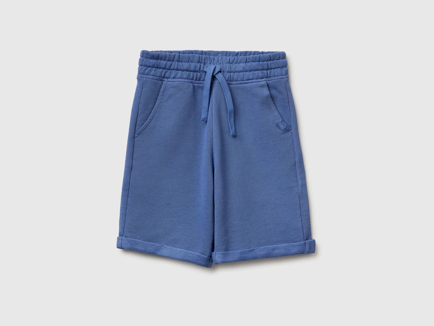 Benetton Light Blue Boys Bermuda Shorts in Pure Cotton Fleece SKU: 3J68C901G_05N Image 01