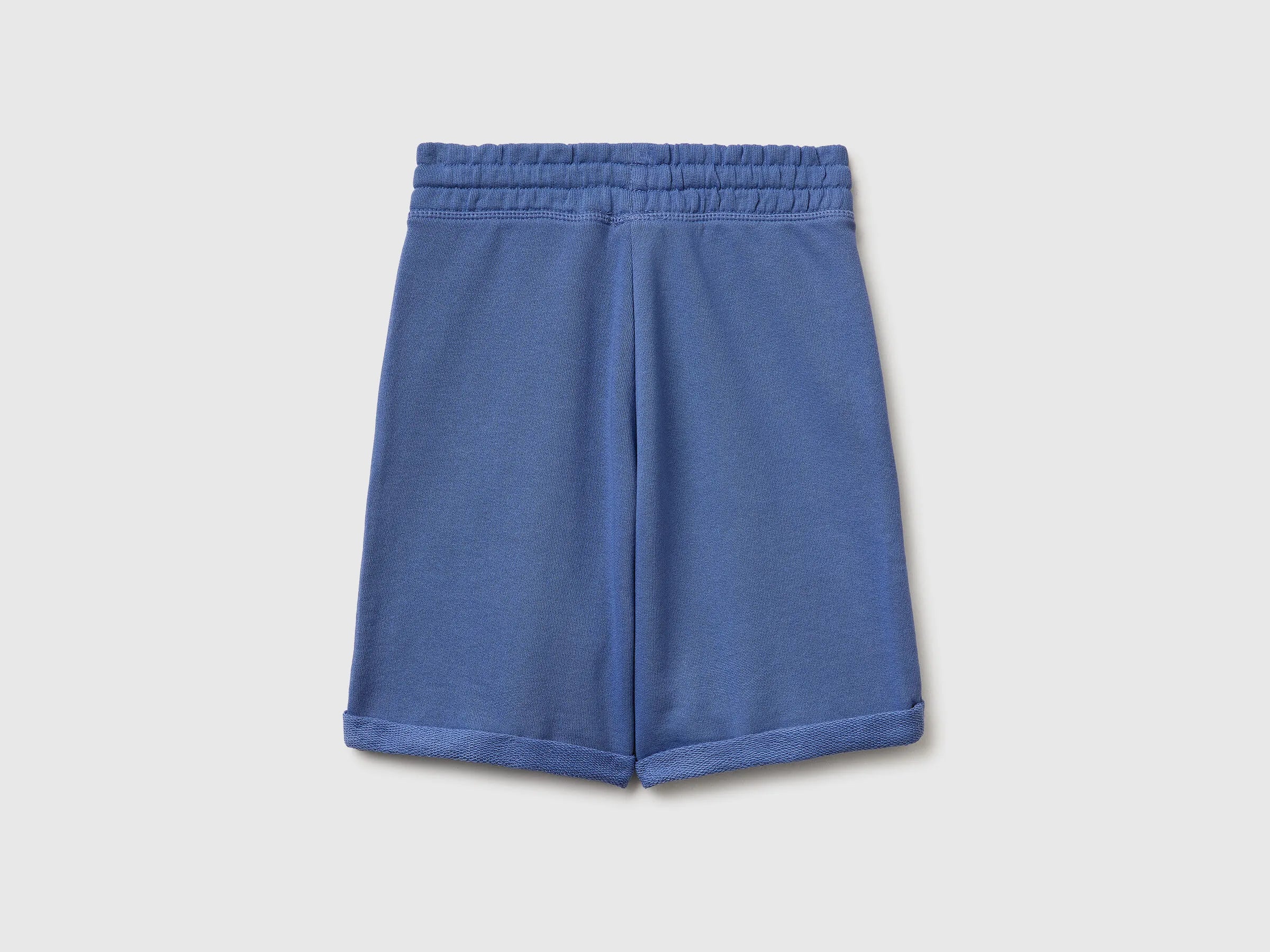 Benetton Light Blue Boys Bermuda Shorts in Pure Cotton Fleece SKU: 3J68C901G_05N Image 02