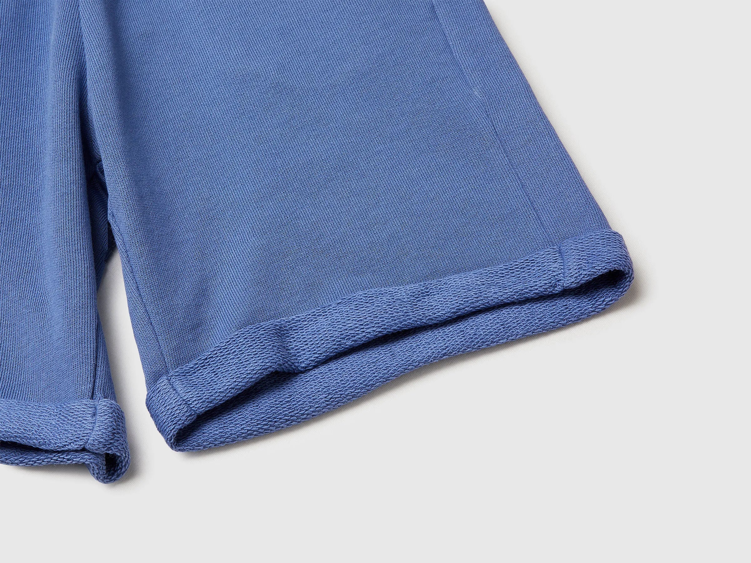 Benetton Light Blue Boys Bermuda Shorts in Pure Cotton Fleece SKU: 3J68C901G_05N Image 03