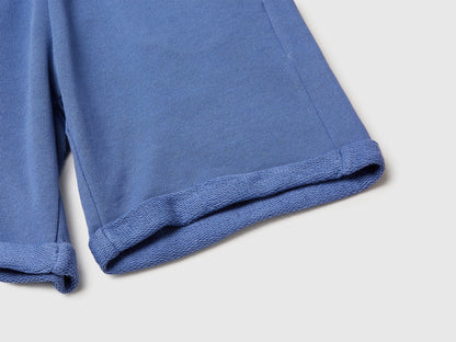 Benetton Light Blue Boys Bermuda Shorts in Pure Cotton Fleece SKU: 3J68C901G_05N Image 03