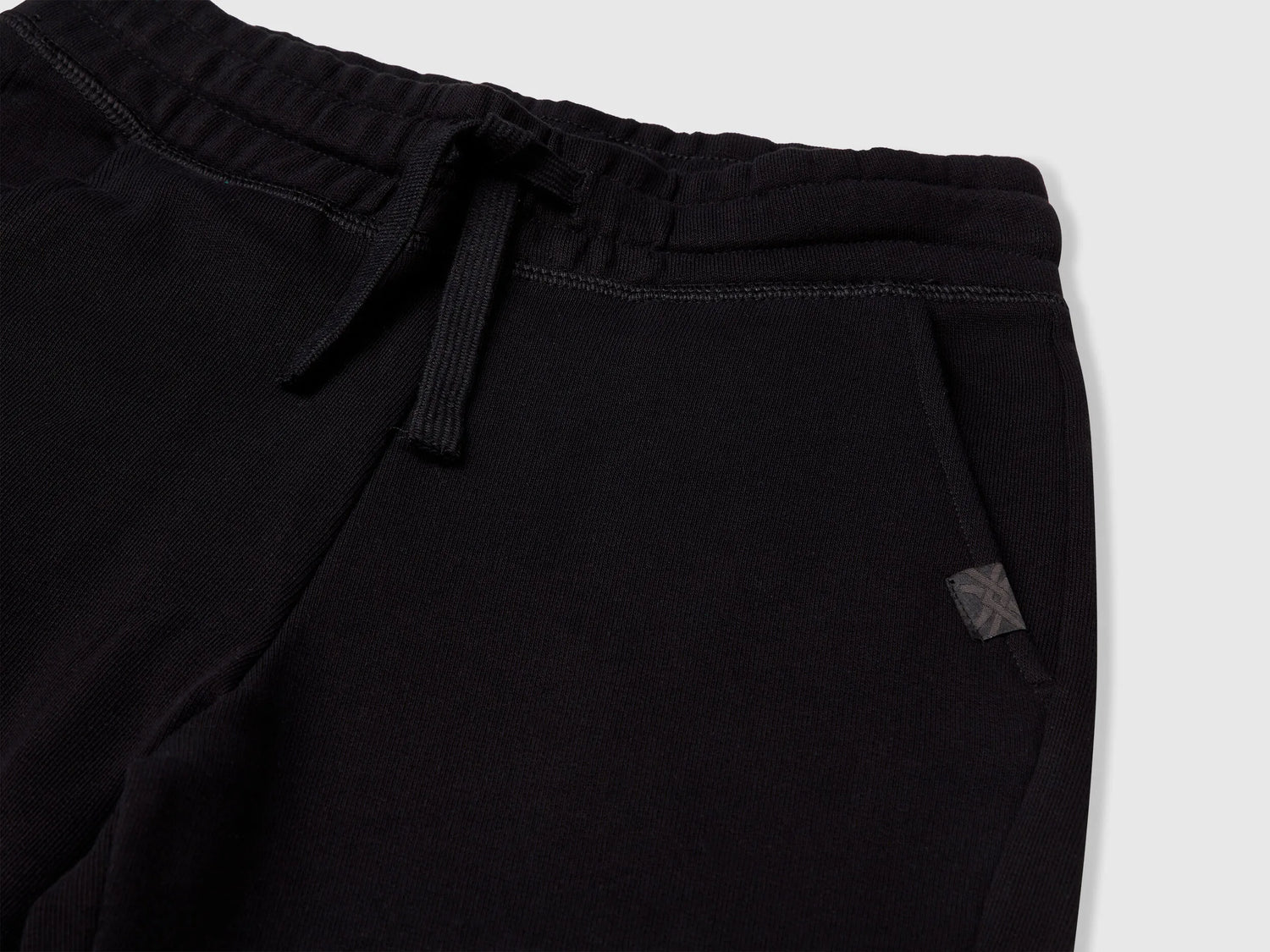 Benetton Black Boys Bermudas in Pure Cotton Sweat SKU: 3J68C901G_100 Image 03