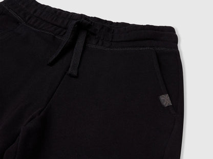 Benetton Black Boys Bermudas in Pure Cotton Sweat SKU: 3J68C901G_100 Image 03