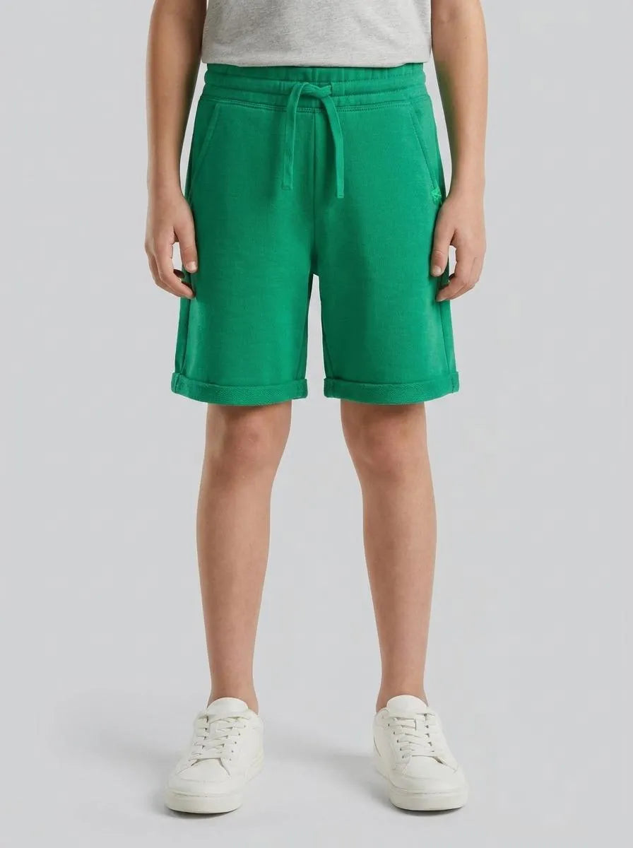 Benetton Green Boys Bermudas in Pure Cotton Sweat SKU: 3J68C901G_108 Image 00