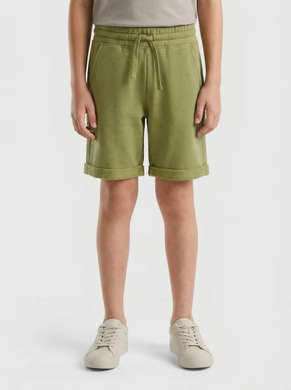 Benetton Military Green Boys Bermuda Shorts in Pure Cotton Fleece SKU: 3J68C901G_1Q1 Image 00