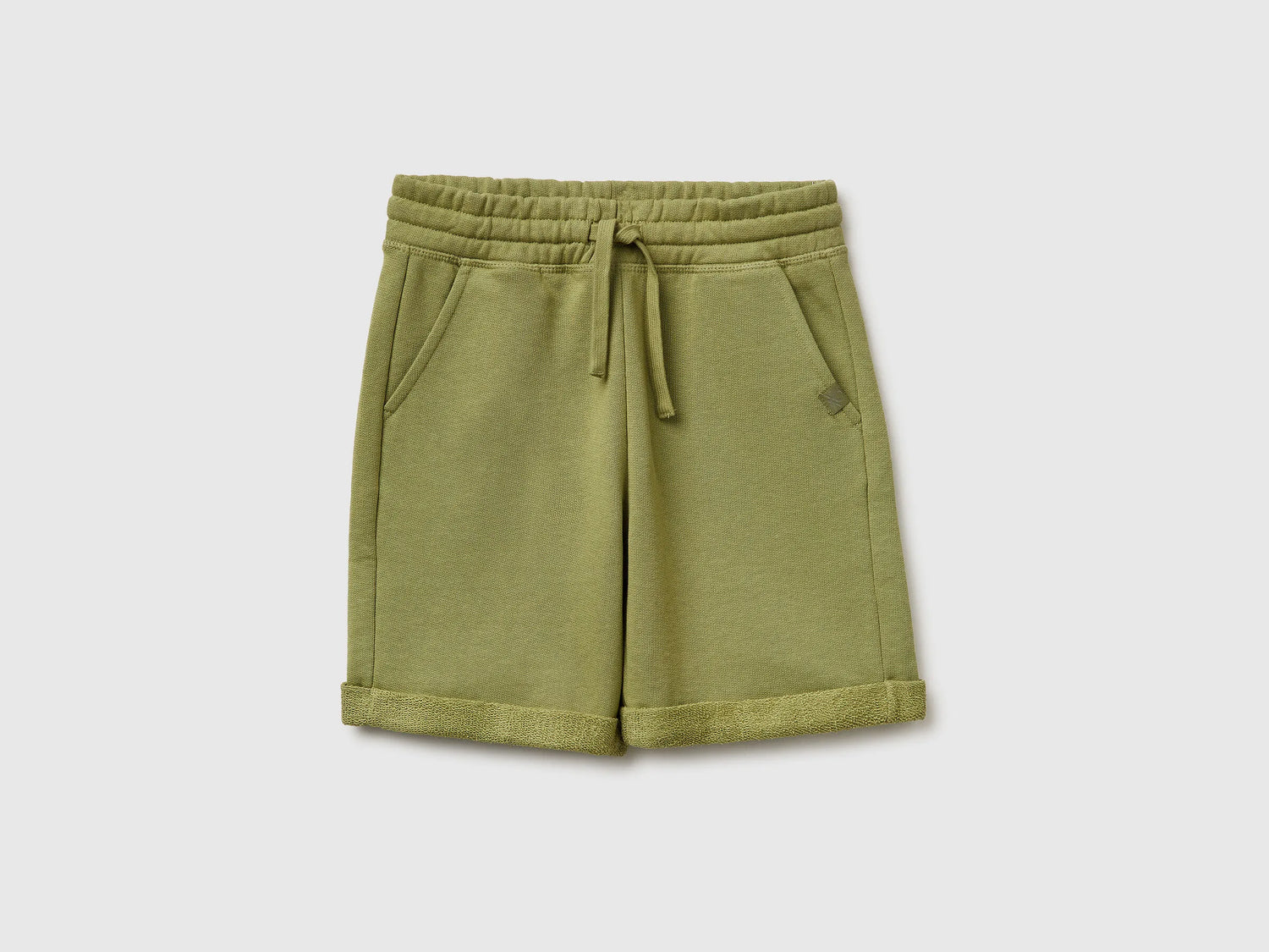 Benetton Military Green Boys Bermuda Shorts in Pure Cotton Fleece SKU: 3J68C901G_1Q1 Image 01