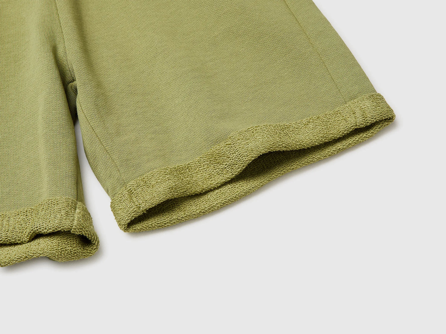 Benetton Military Green Boys Bermuda Shorts in Pure Cotton Fleece SKU: 3J68C901G_1Q1 Image 03