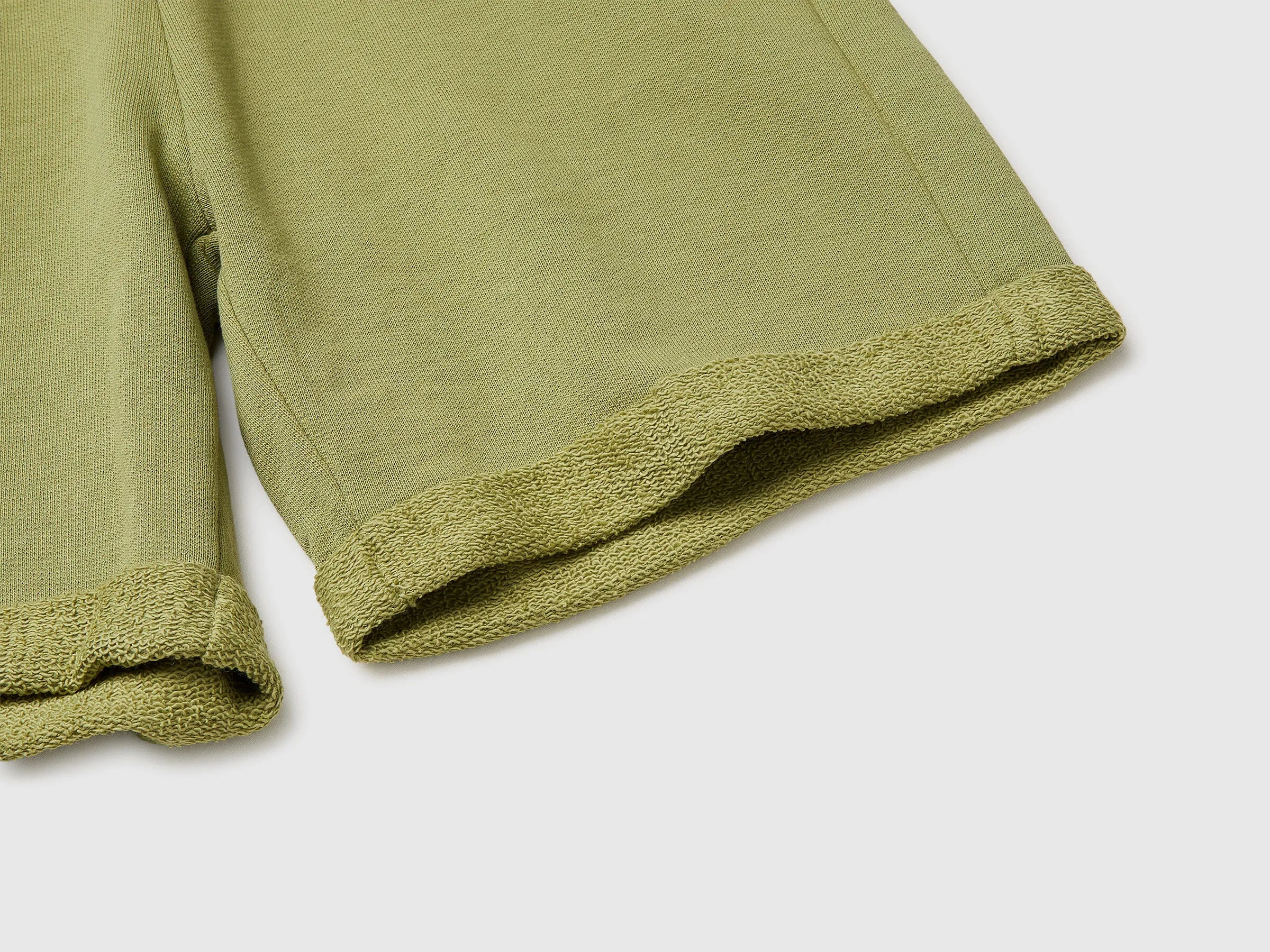 Benetton Military Green Boys Bermuda Shorts in Pure Cotton Fleece SKU: 3J68C901G_1Q1 Image 03