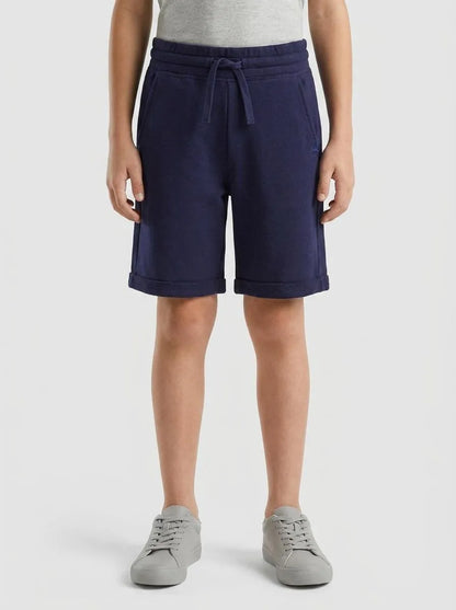 Benetton Dark Blue Boys Bermudas in Pure Cotton Sweat SKU: 3J68C901G_252 Image 00
