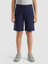 Benetton Dark Blue Boys Bermudas in Pure Cotton Sweat SKU: 3J68C901G_252 Image 00