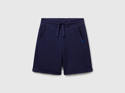 Benetton Dark Blue Boys Bermudas in Pure Cotton Sweat SKU: 3J68C901G_252 Image 01