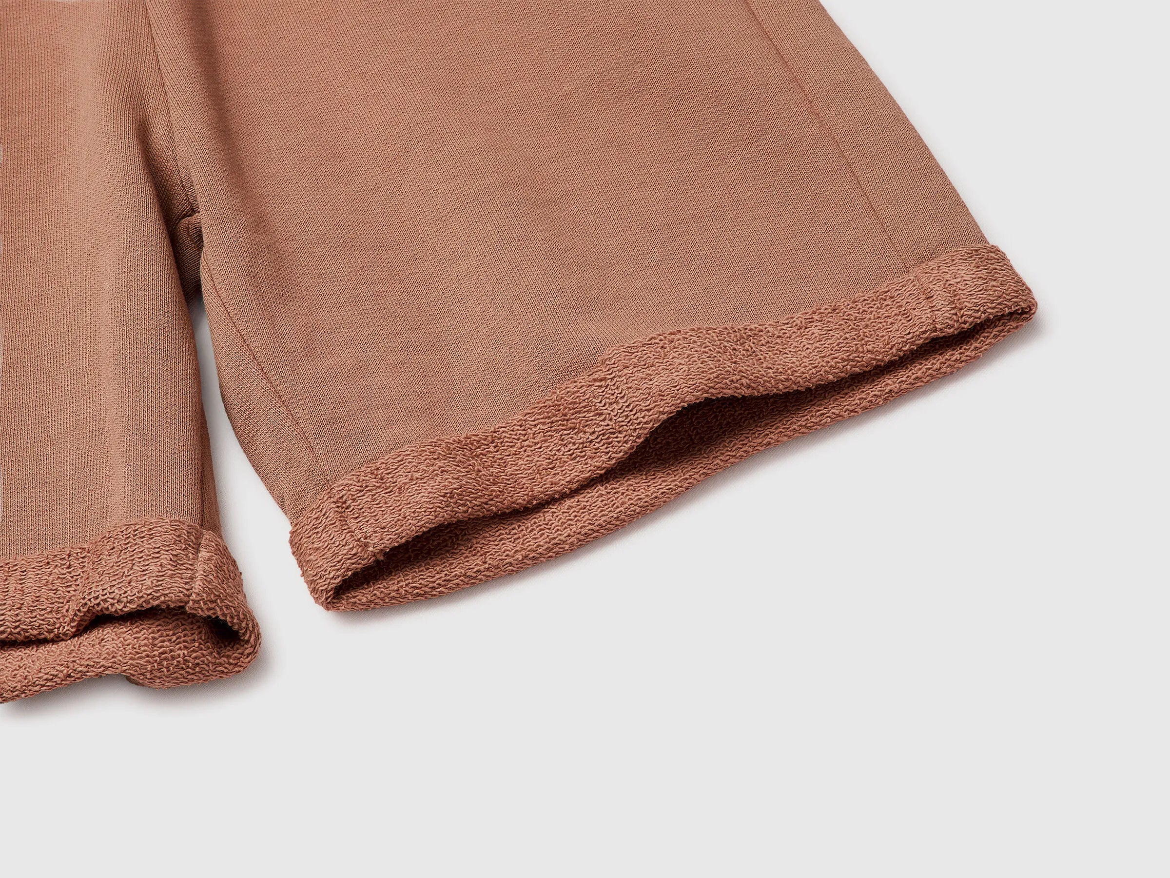 Benetton Camel Boys Bermuda Shorts in Pure Cotton Fleece SKU: 3J68C901G_34M Image 03