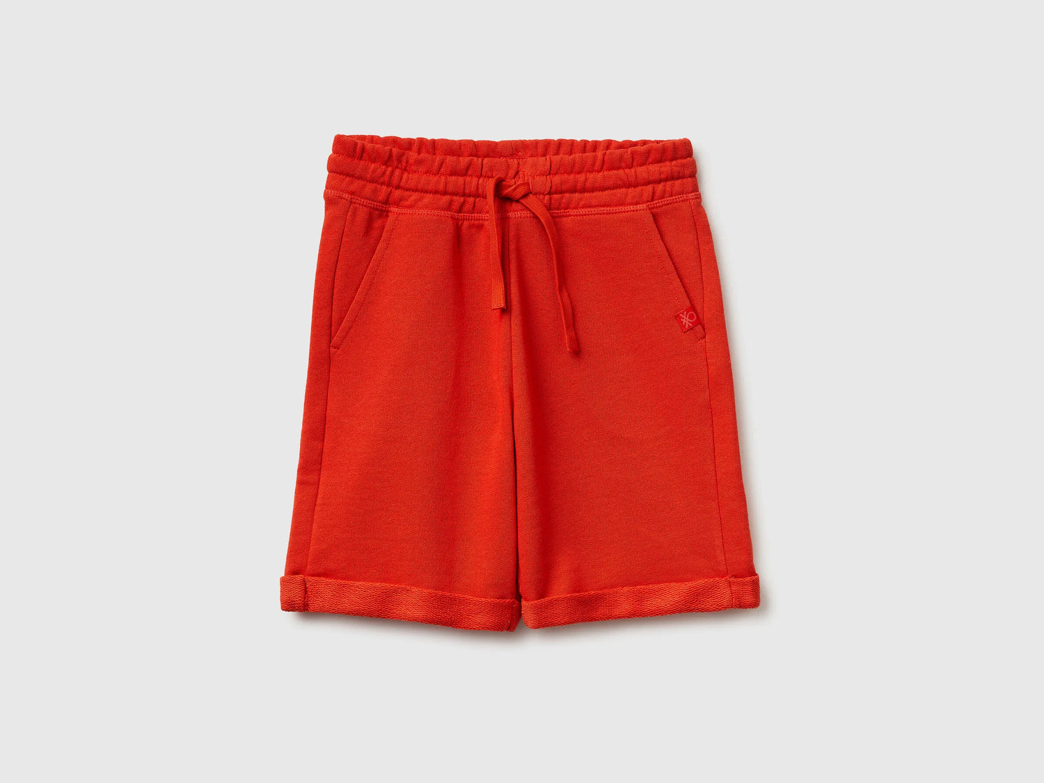 Benetton Red Boys Bermuda Shorts in Pure Cotton Fleece SKU: 3J68C901G_34Y Image 01