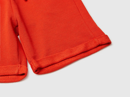 Benetton Red Boys Bermuda Shorts in Pure Cotton Fleece SKU: 3J68C901G_34Y Image 03