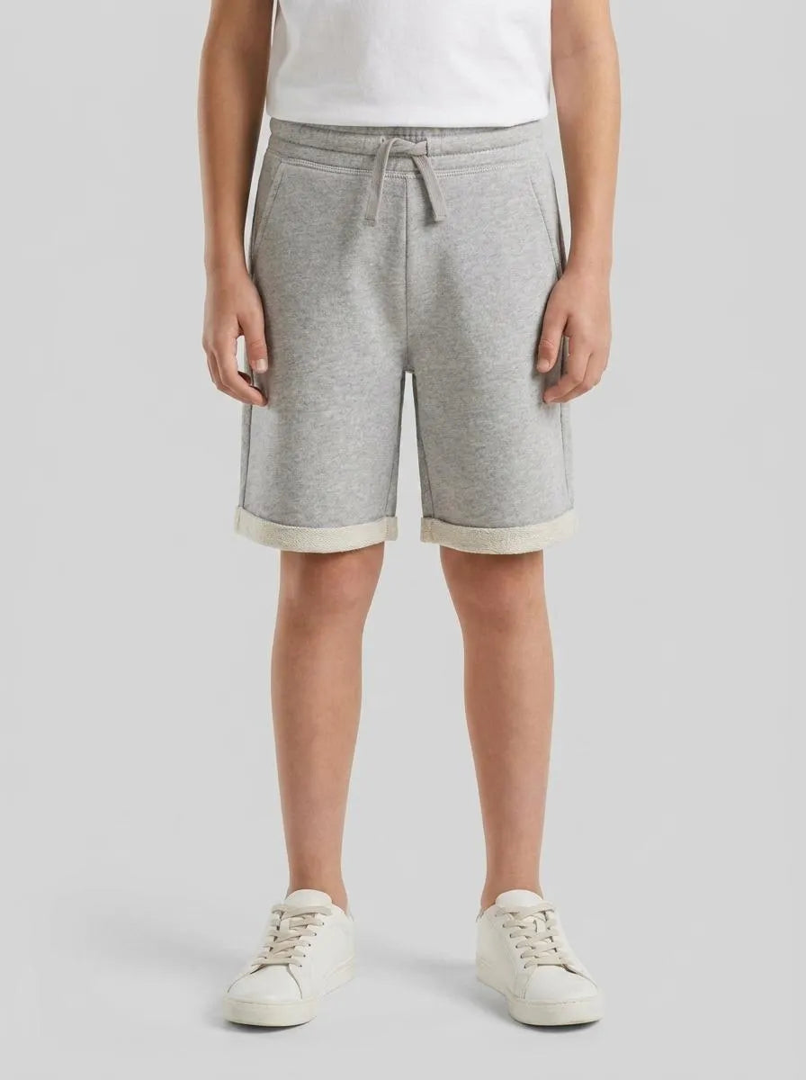 Benetton Light Gray Boys Bermudas in Pure Cotton Sweat SKU: 3J68C901G_501 Image 00