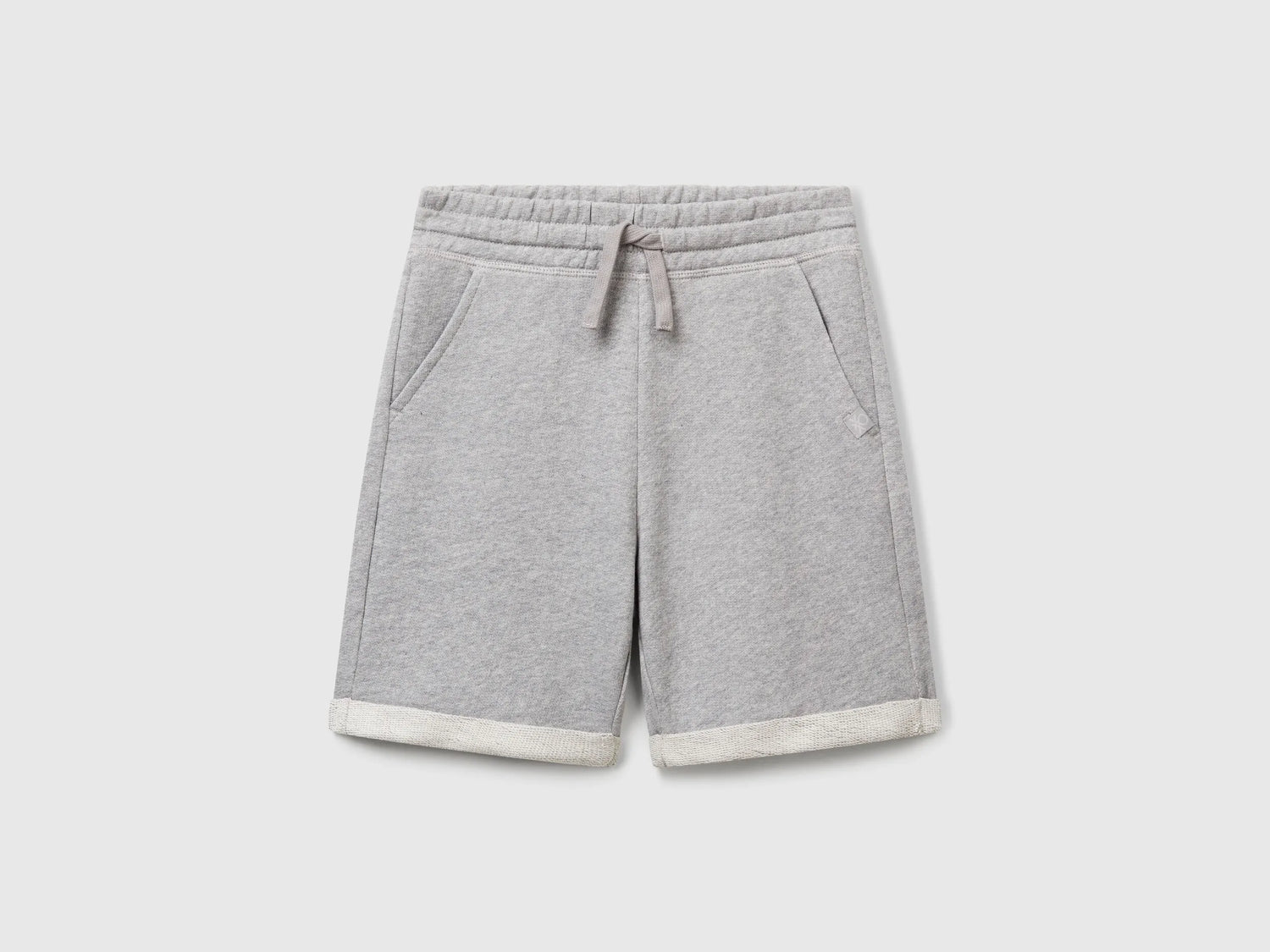 Benetton Light Gray Boys Bermudas in Pure Cotton Sweat SKU: 3J68C901G_501 Image 01