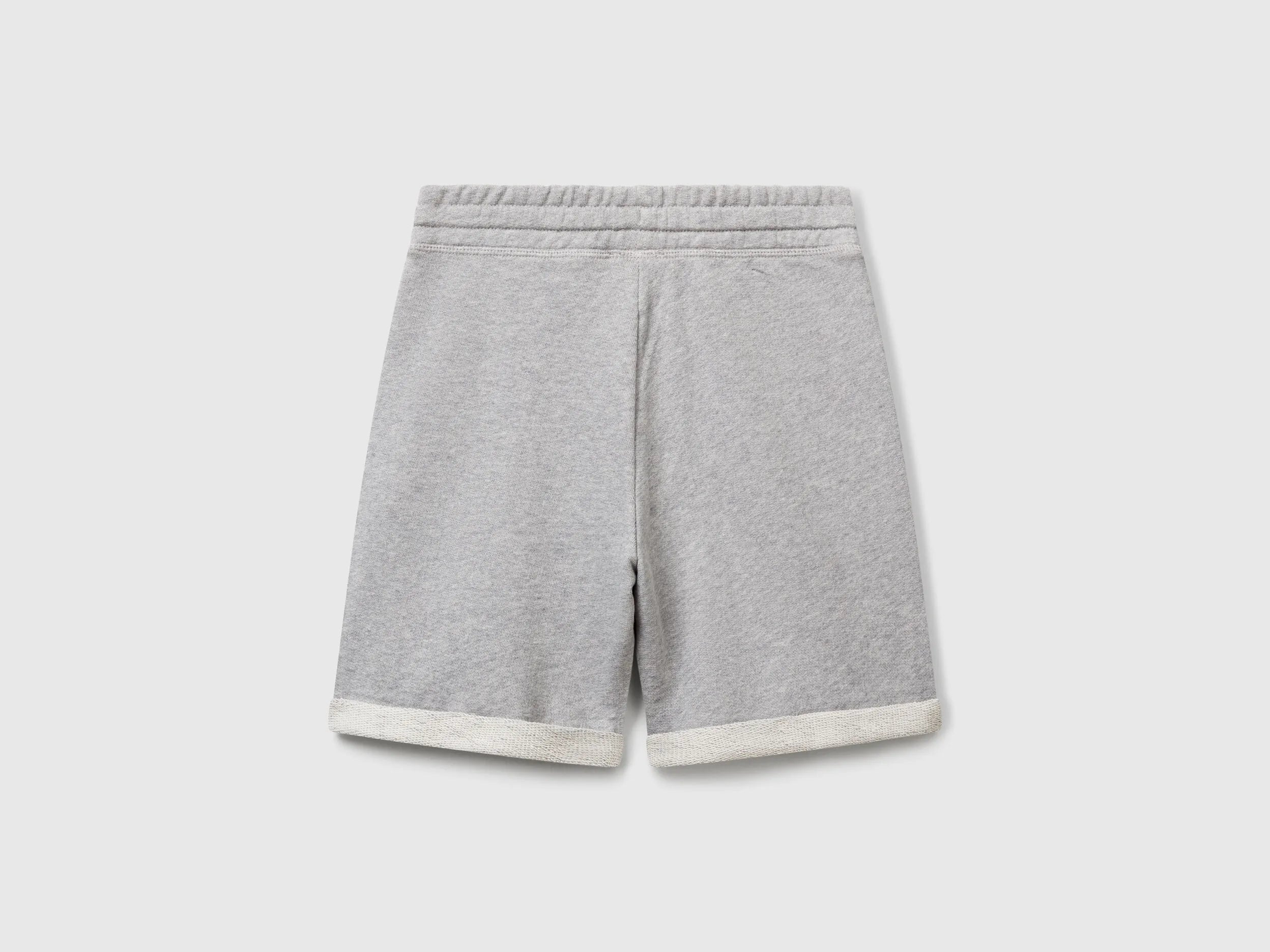 Benetton Light Gray Boys Bermudas in Pure Cotton Sweat SKU: 3J68C901G_501 Image 02