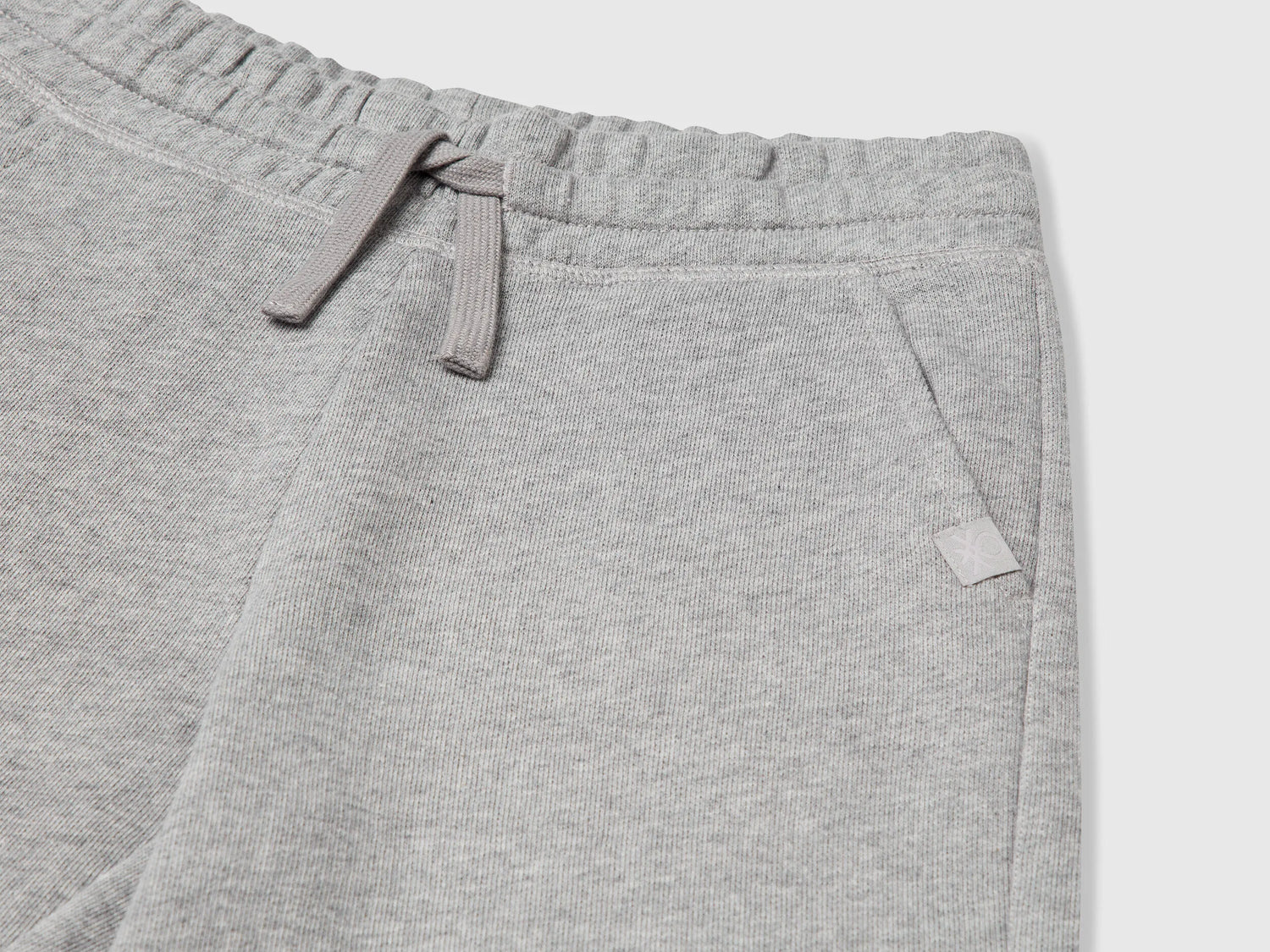 Benetton Light Gray Boys Bermudas in Pure Cotton Sweat SKU: 3J68C901G_501 Image 03