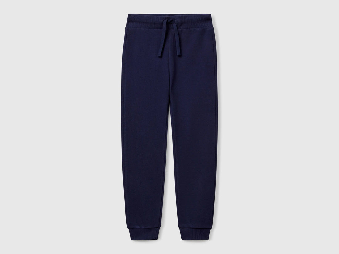 Benetton Dark Blue Boys Sporty Trousers with Drawstring SKU: 3J68CF01P_252 Image 01