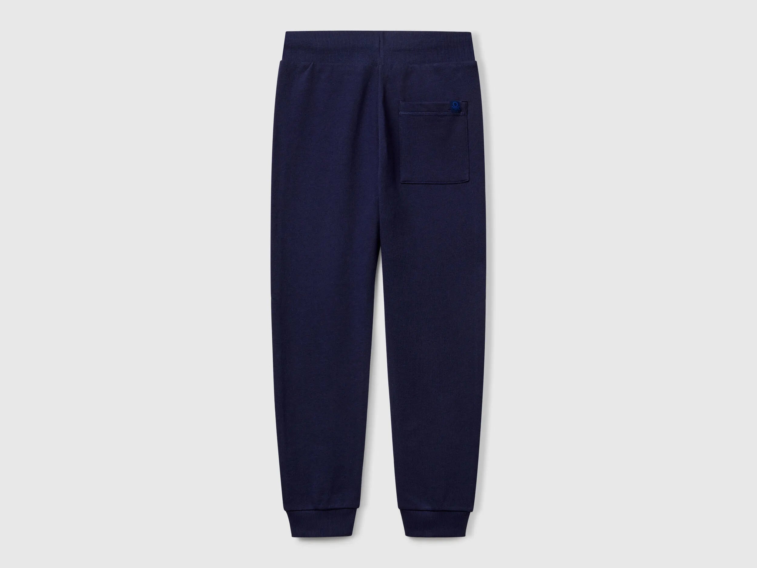 Benetton Dark Blue Boys Sporty Trousers with Drawstring SKU: 3J68CF01P_252 Image 02