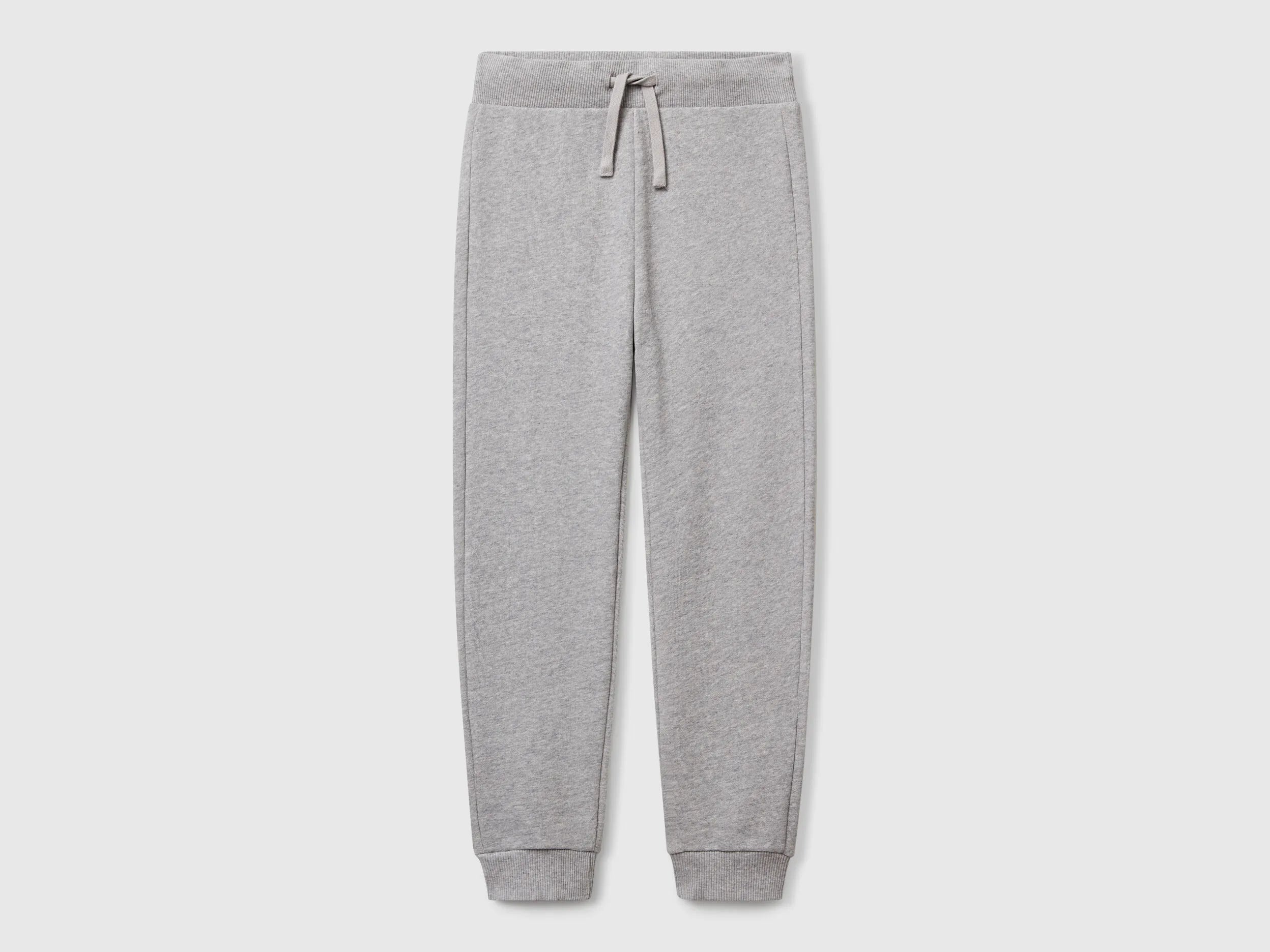 Benetton Light Gray Boys Sporty Trousers with Drawstring SKU: 3J68CF01P_501 Image 01