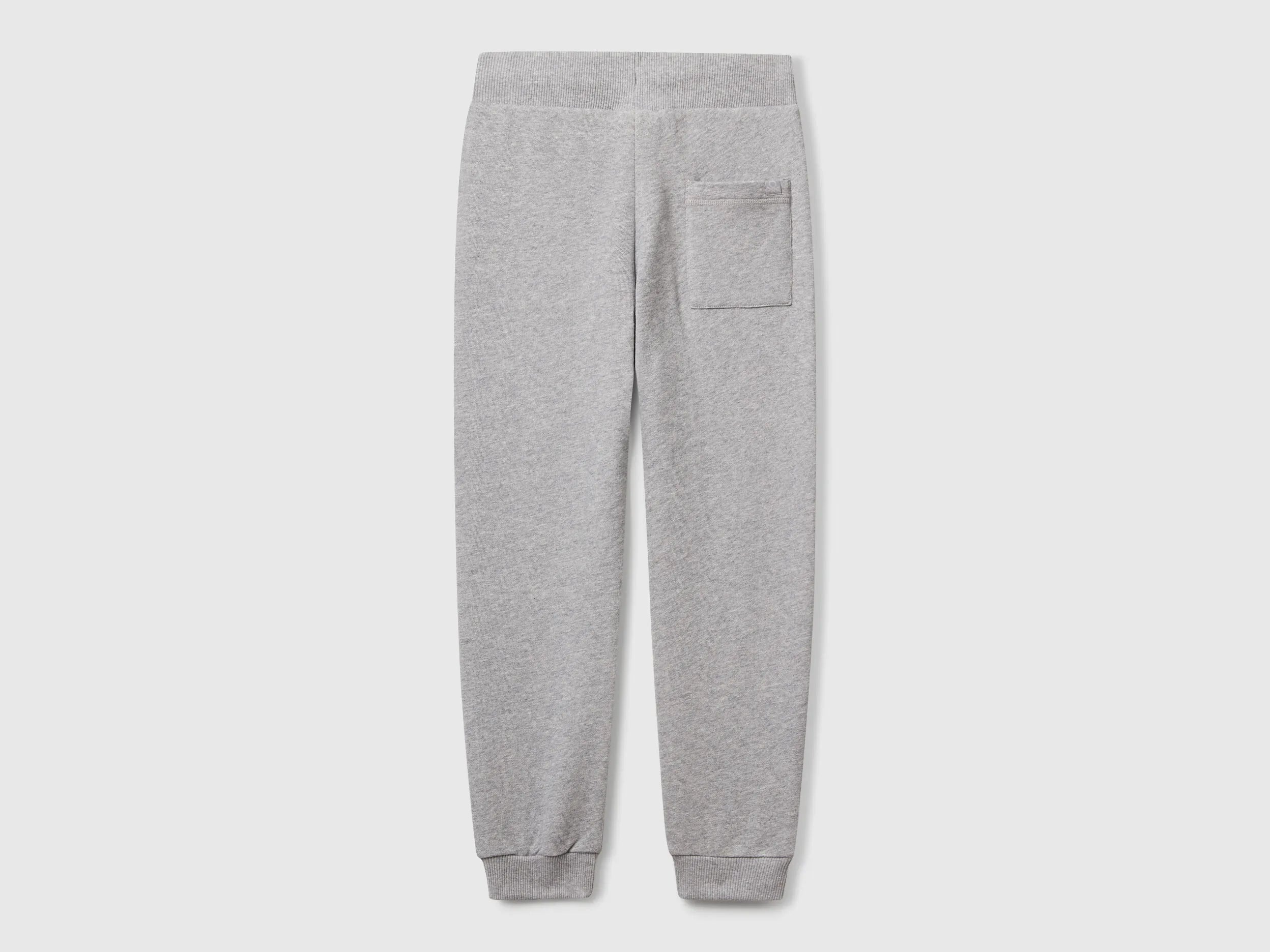 Benetton Light Gray Boys Sporty Trousers with Drawstring SKU: 3J68CF01P_501 Image 02