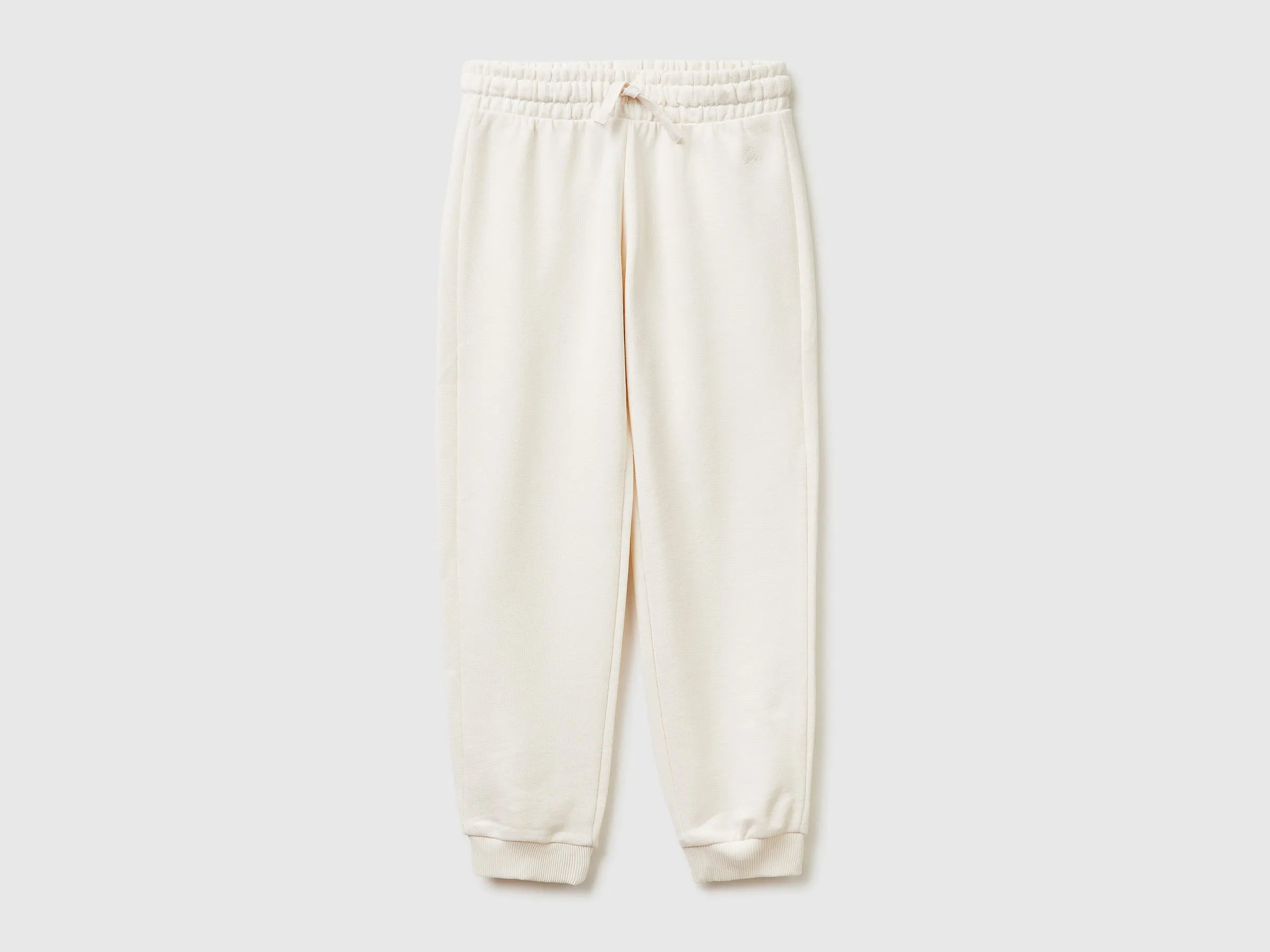 Benetton Creamy white Girls Sweatpants with Logo SKU: 3J68CF02H_00E Image 01