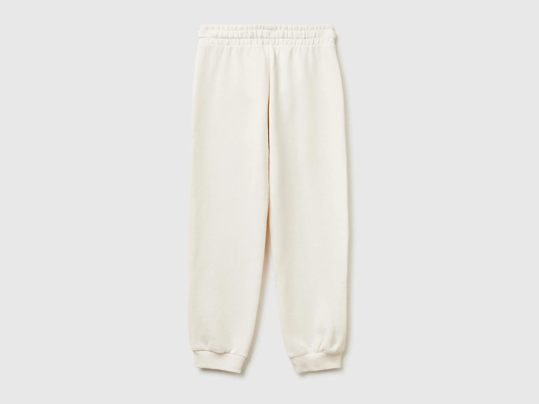 Benetton Creamy white Girls Sweatpants with Logo SKU: 3J68CF02H_00E Image 02