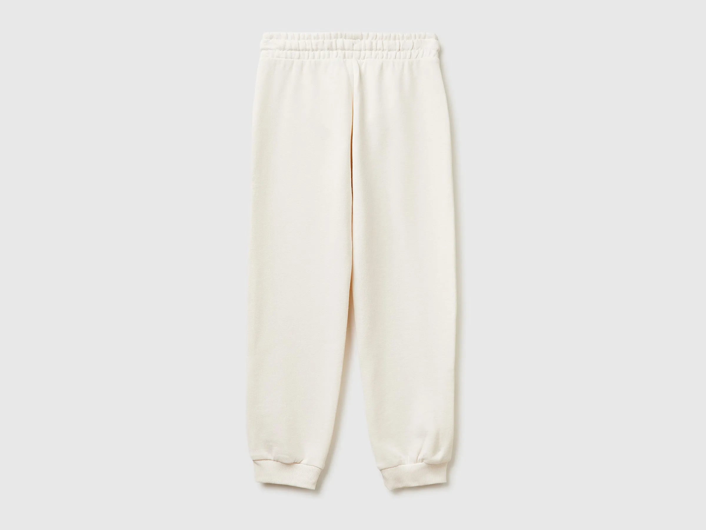 Benetton Creamy white Girls Sweatpants with Logo SKU: 3J68CF02H_00E Image 02