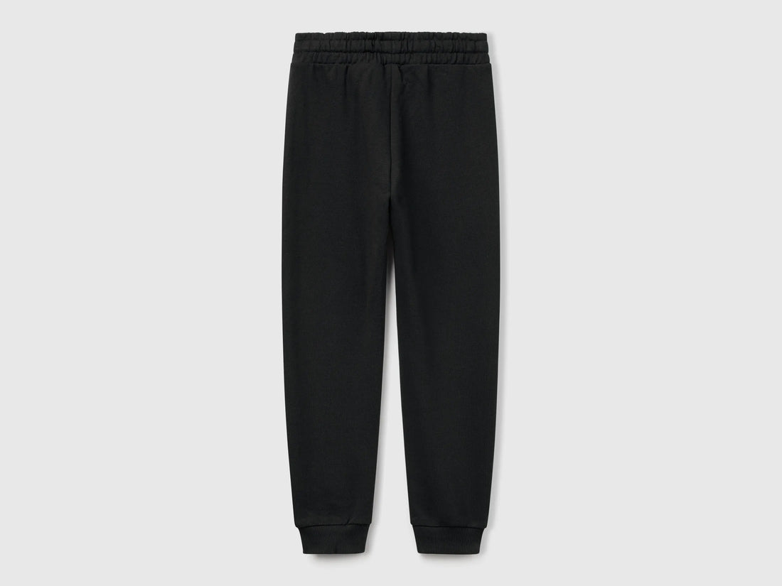 Benetton Black Girls Sweatpants with Logo SKU: 3J68CF02H_100 Image 02