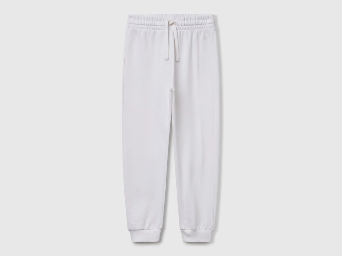 Benetton White Girls Sweatpants with Logo SKU: 3J68CF02H_101 Image 01