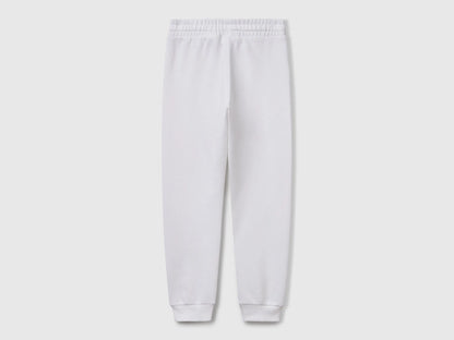 Benetton White Girls Sweatpants with Logo SKU: 3J68CF02H_101 Image 02