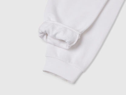 Benetton White Girls Sweatpants with Logo SKU: 3J68CF02H_101 Image 03