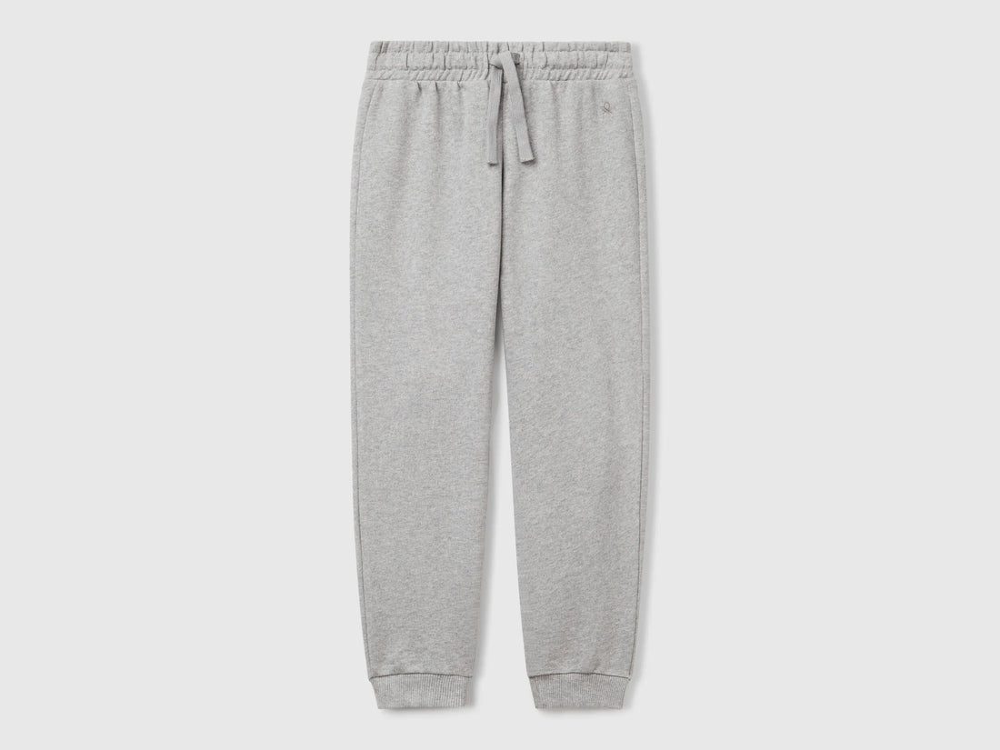 Benetton Light Gray Girls Sweatpants with Logo SKU: 3J68CF02H_501 Image 01